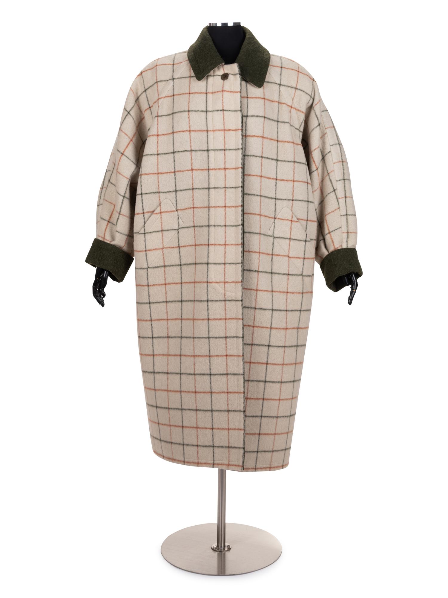 Hermès Wool Plaid Coat, 1980s