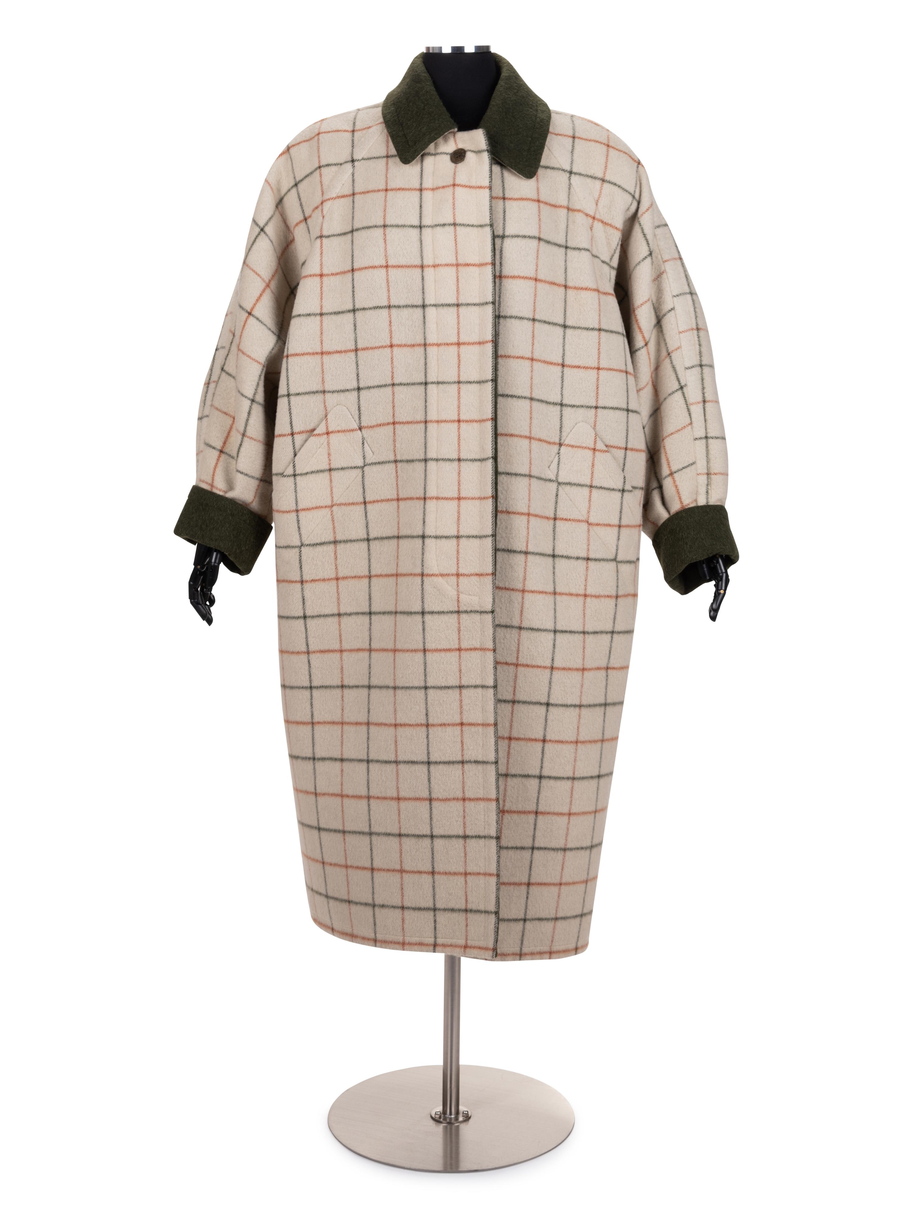 Hermès Wool Plaid Coat, 1980s