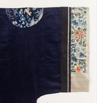 A Chinese Dark Blue Ground Embroidered Silk Lady's Robe