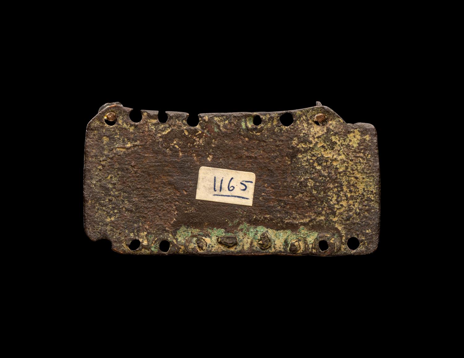 A Spanish Champlevé and Gilt-Copper Belt or Harness Strap Plaque