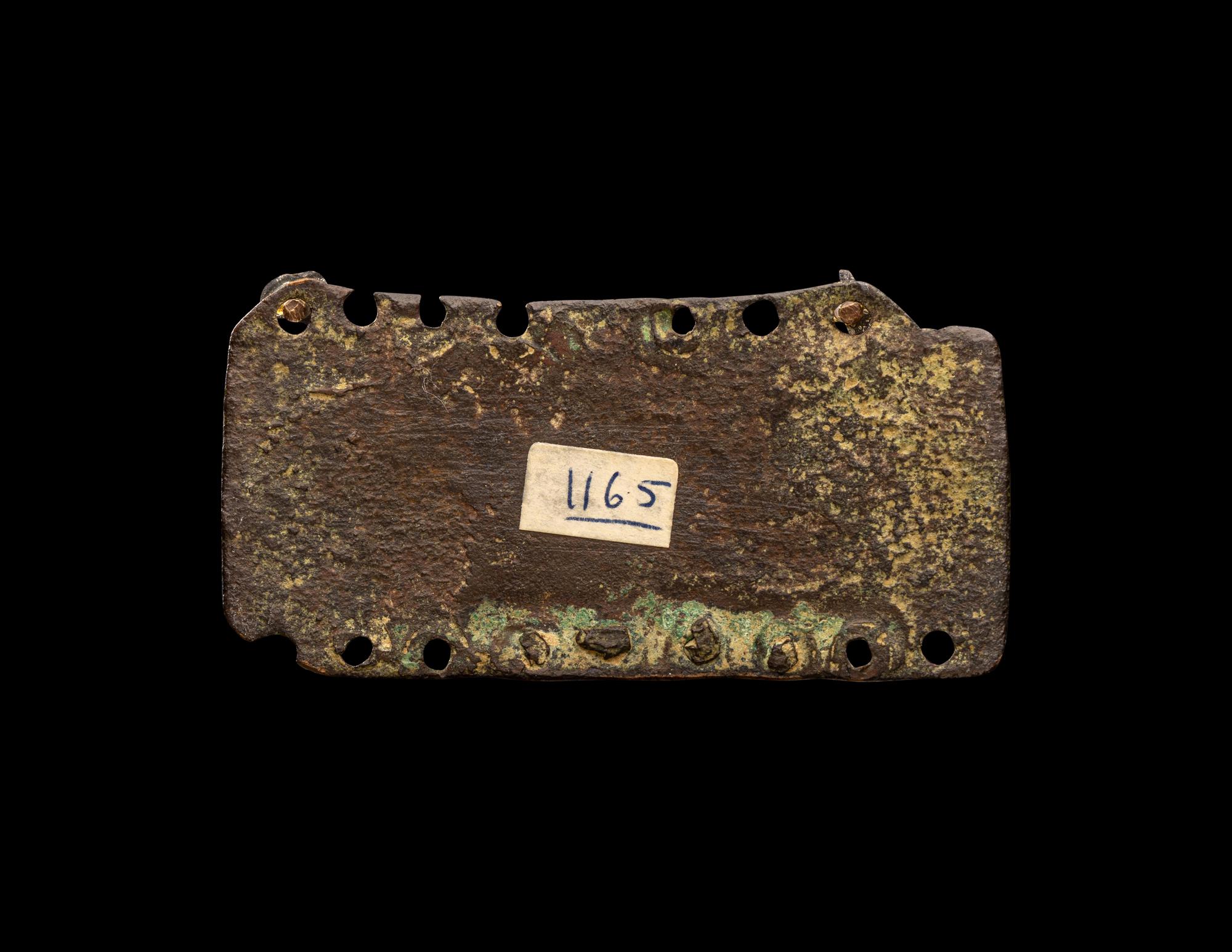 A Spanish Champlevé and Gilt-Copper Belt or Harness Strap Plaque