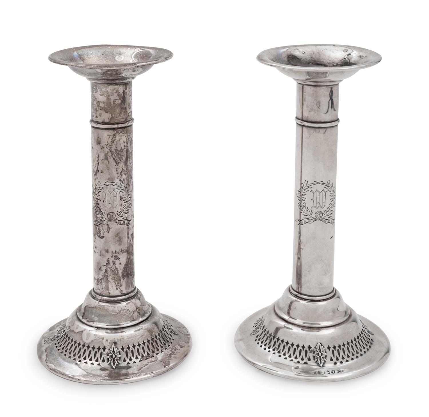 A Pair of American Silver Candlesticks
