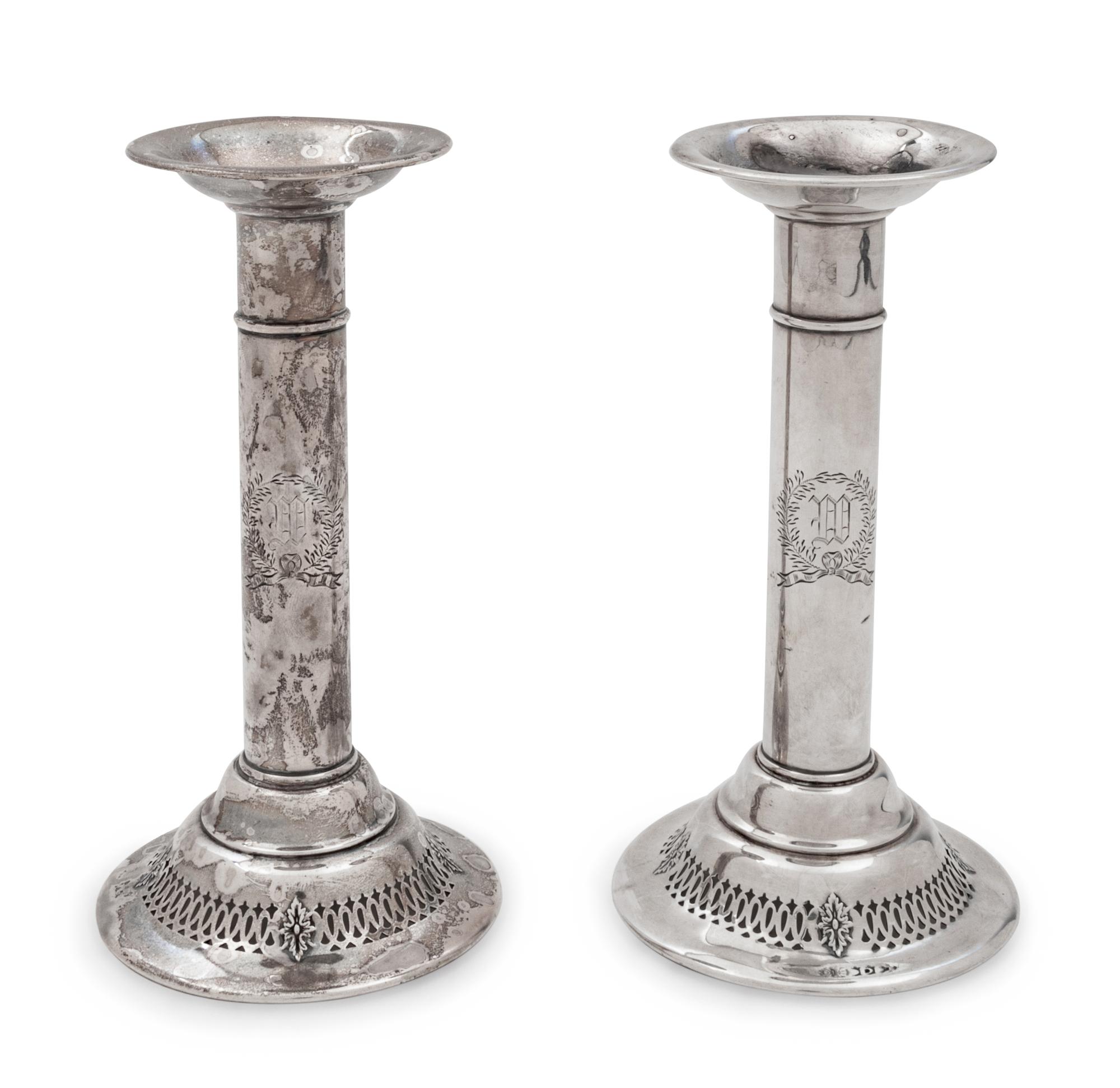A Pair of American Silver Candlesticks