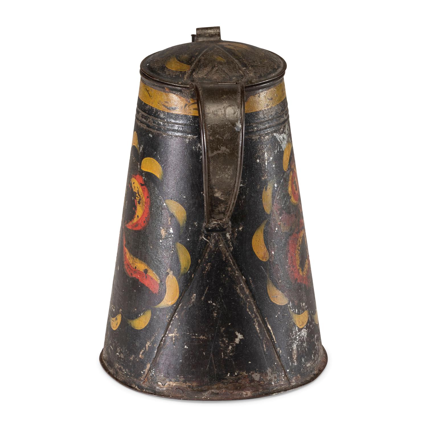 A Toleware Polychrome Decorated Coffee Pot