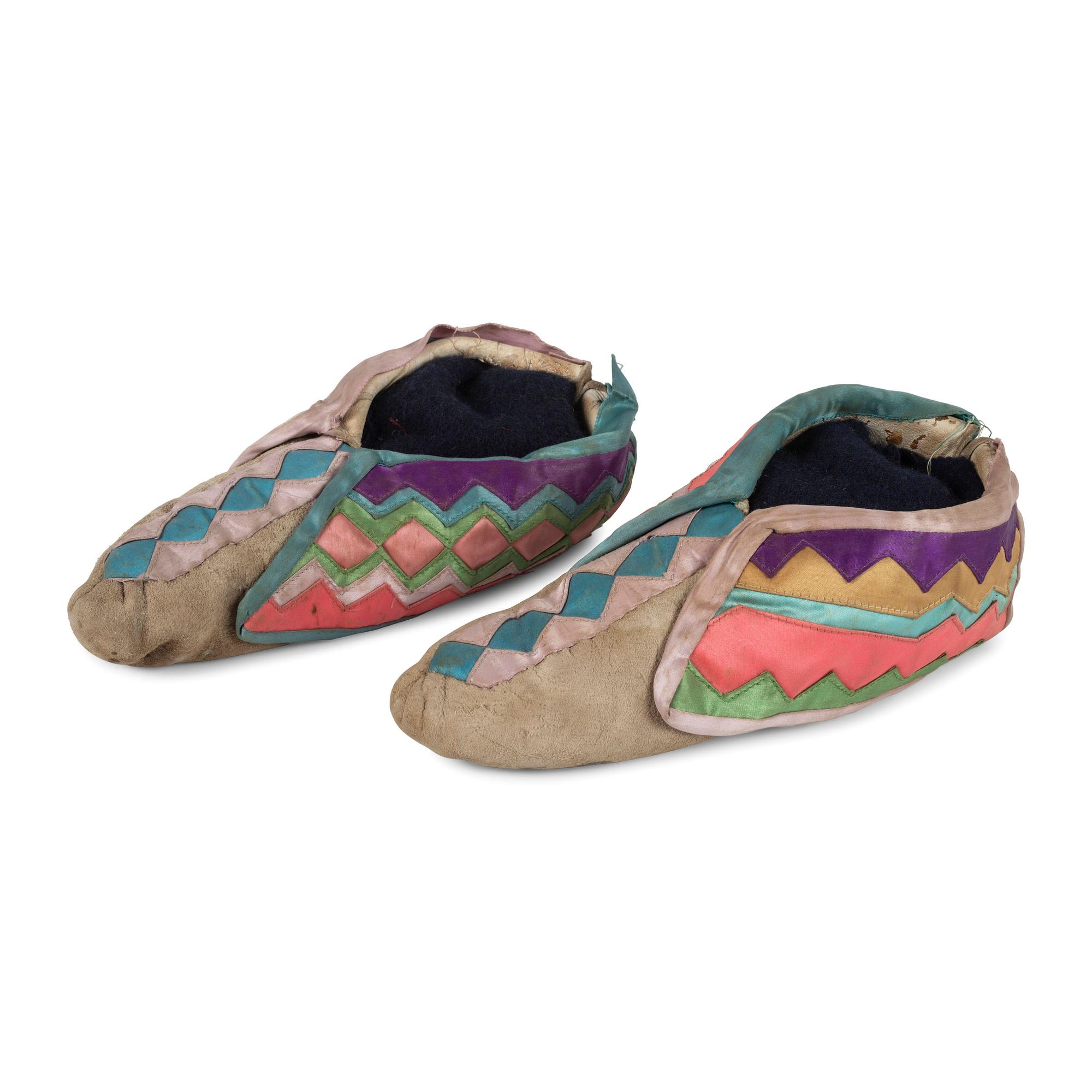Osage Hide Moccasins, with Ribbon Work