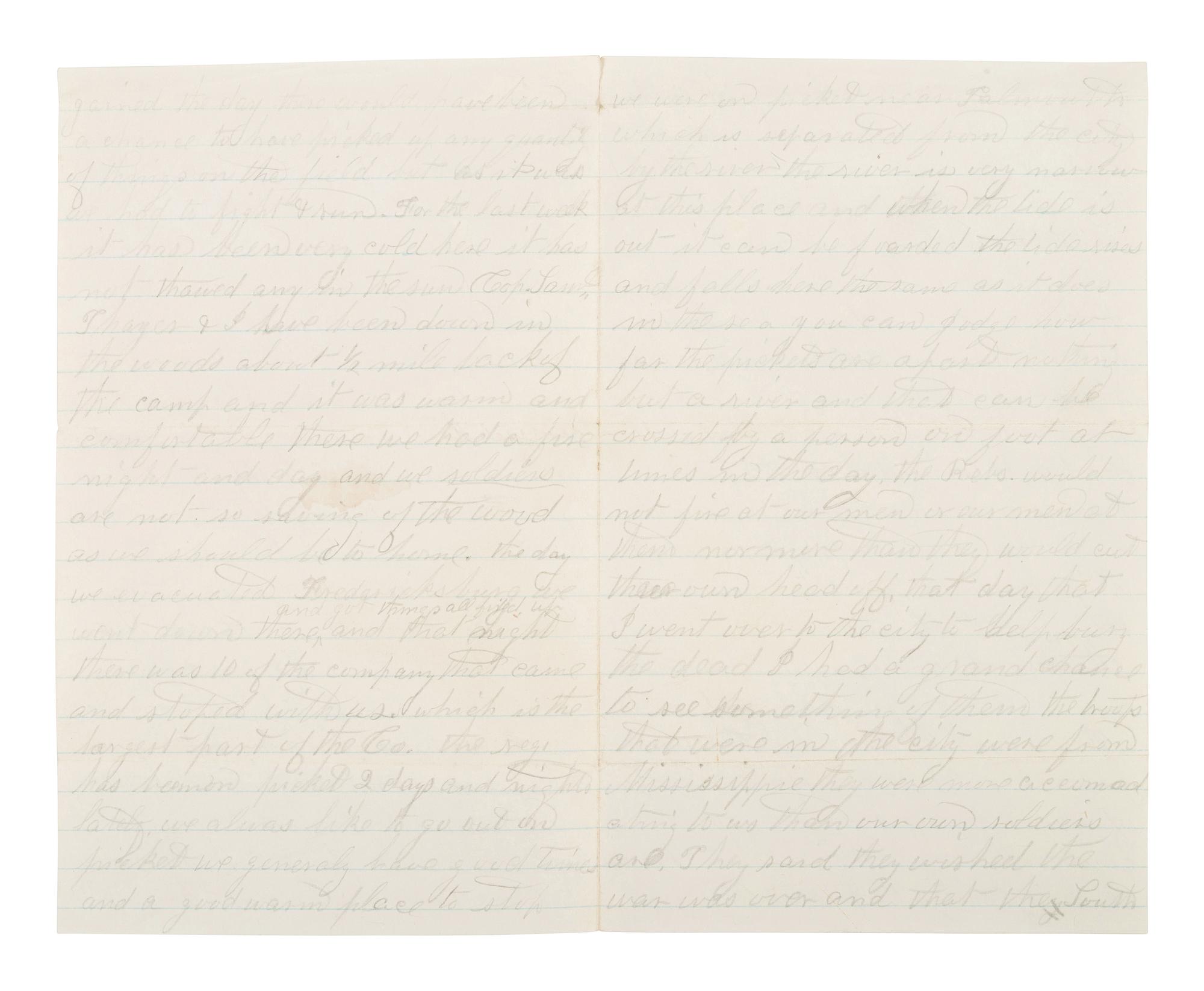 [CIVIL WAR]. Pair of letters from Alfred E. Waldo, 35th Massachusetts Infantry, DOW, detailing the Battle of Fredericksburg and aftermath.