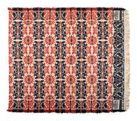 A Red, White, and Blue Bird and Sunflower Jacquard Coverlet