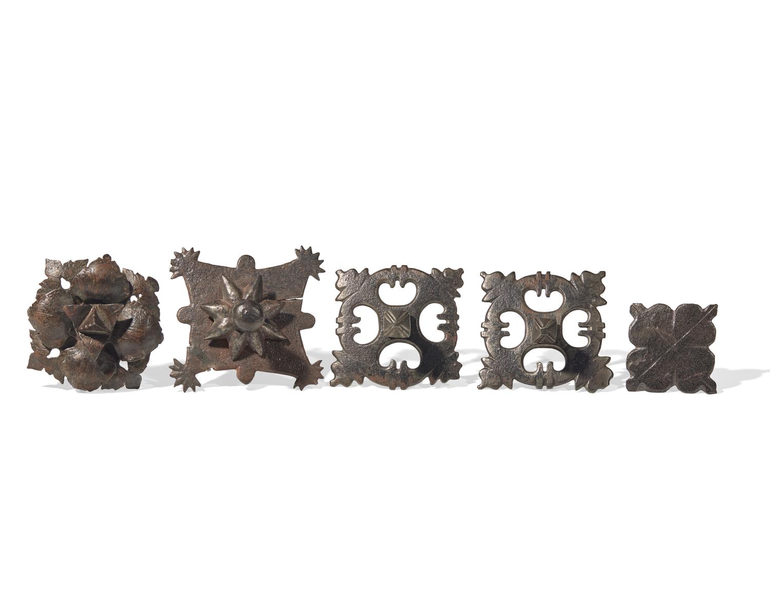 A Group of Five Wrought Iron Door Spikes, French, 17th Century