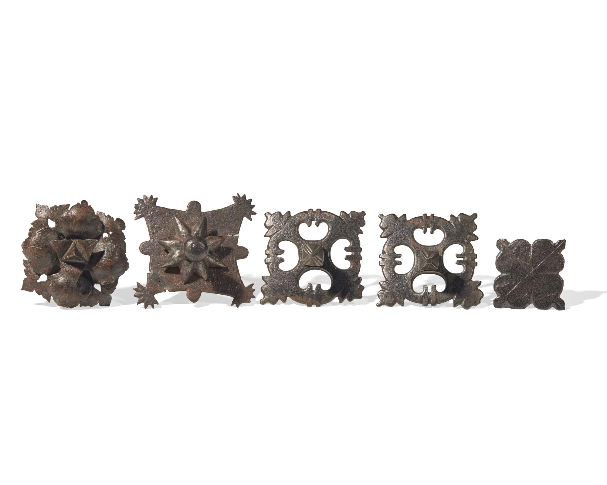 A Group of Five Wrought Iron Door Spikes, French, 17th Century