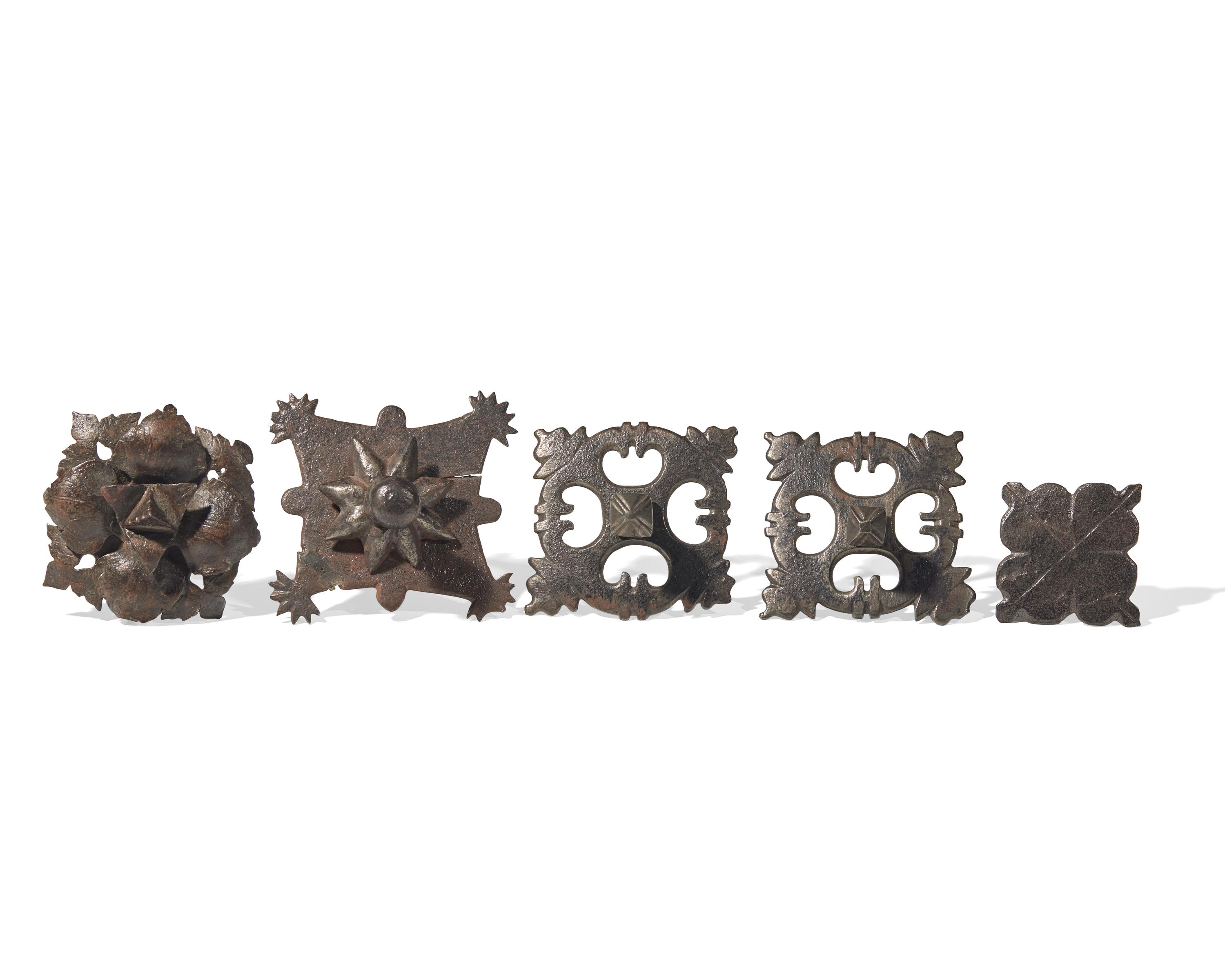 A Group of Five Wrought Iron Door Spikes, French, 17th Century