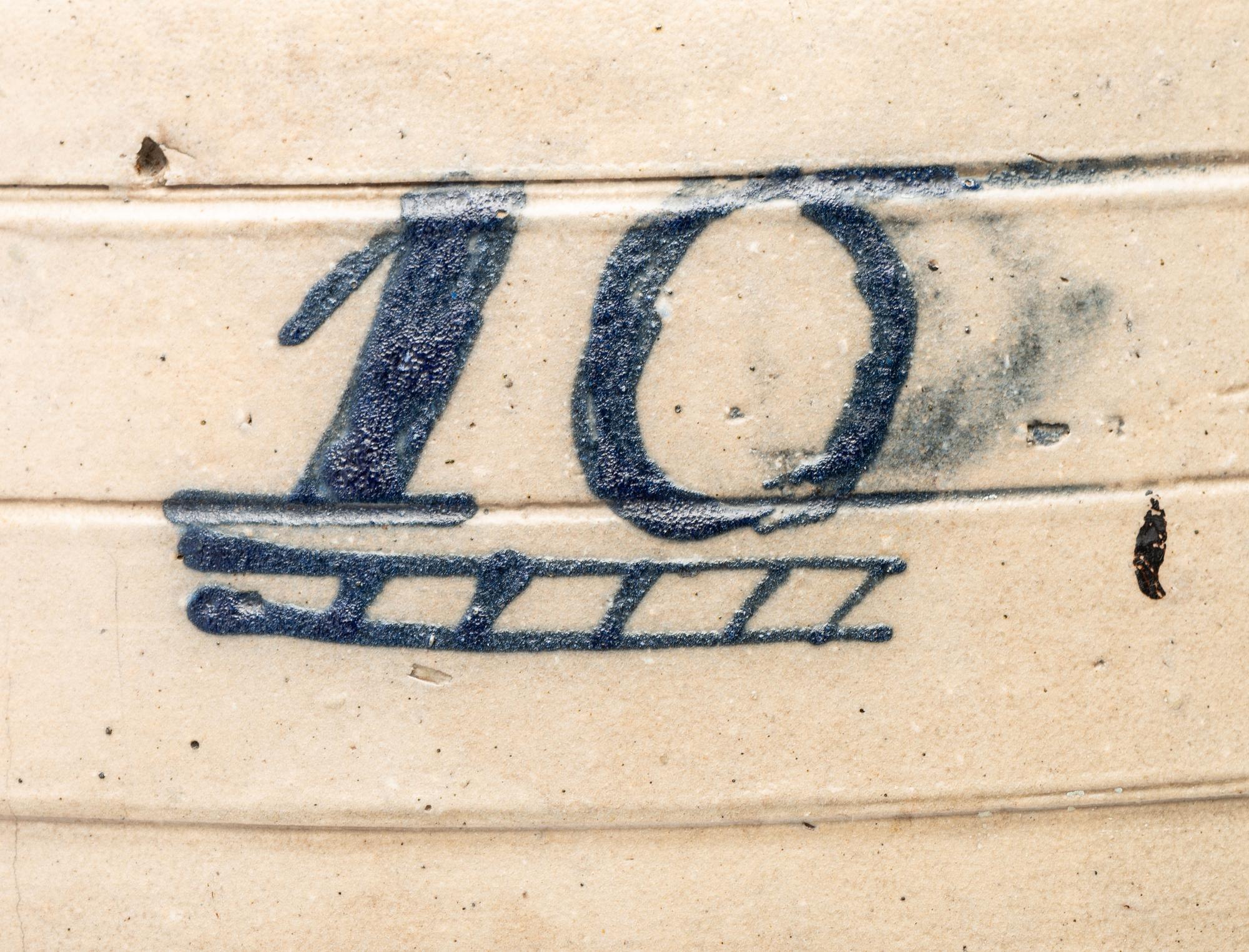 A Ten-Gallon Stoneware Keg with Floral Basket Decoration