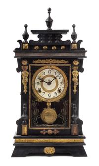 An American Gilt Metal Mounted Ebonized Mantel Clock