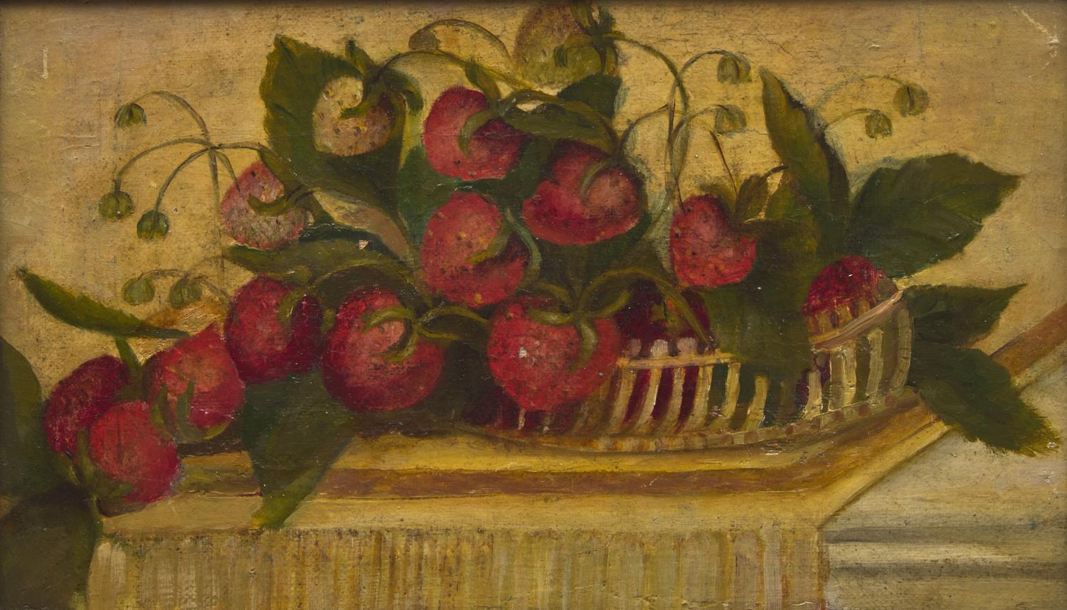 American School 19th Century, A Still Life of Strawberries in a Basket