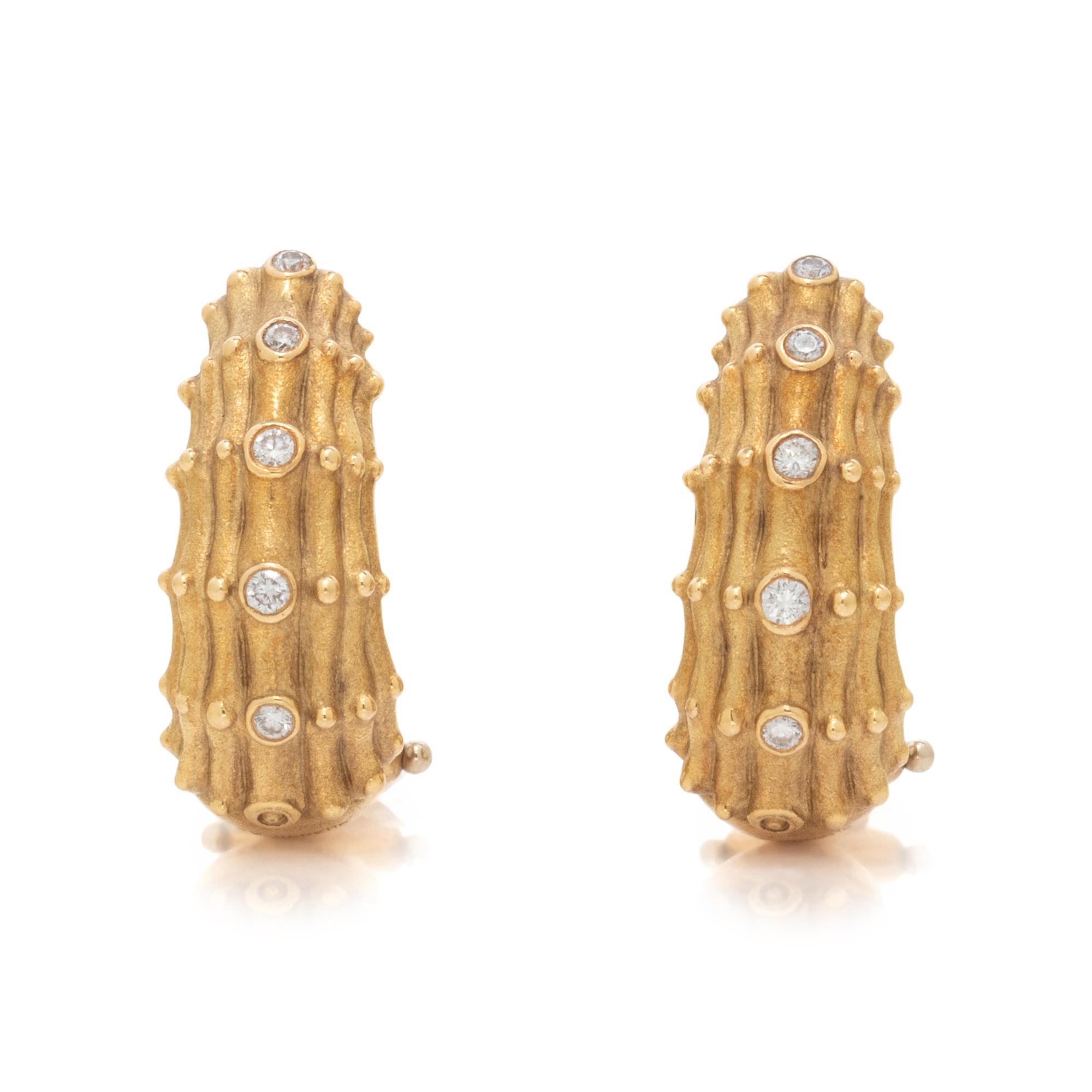ALEX SEPKUS, YELLOW GOLD AND DIAMOND EARCLIPS