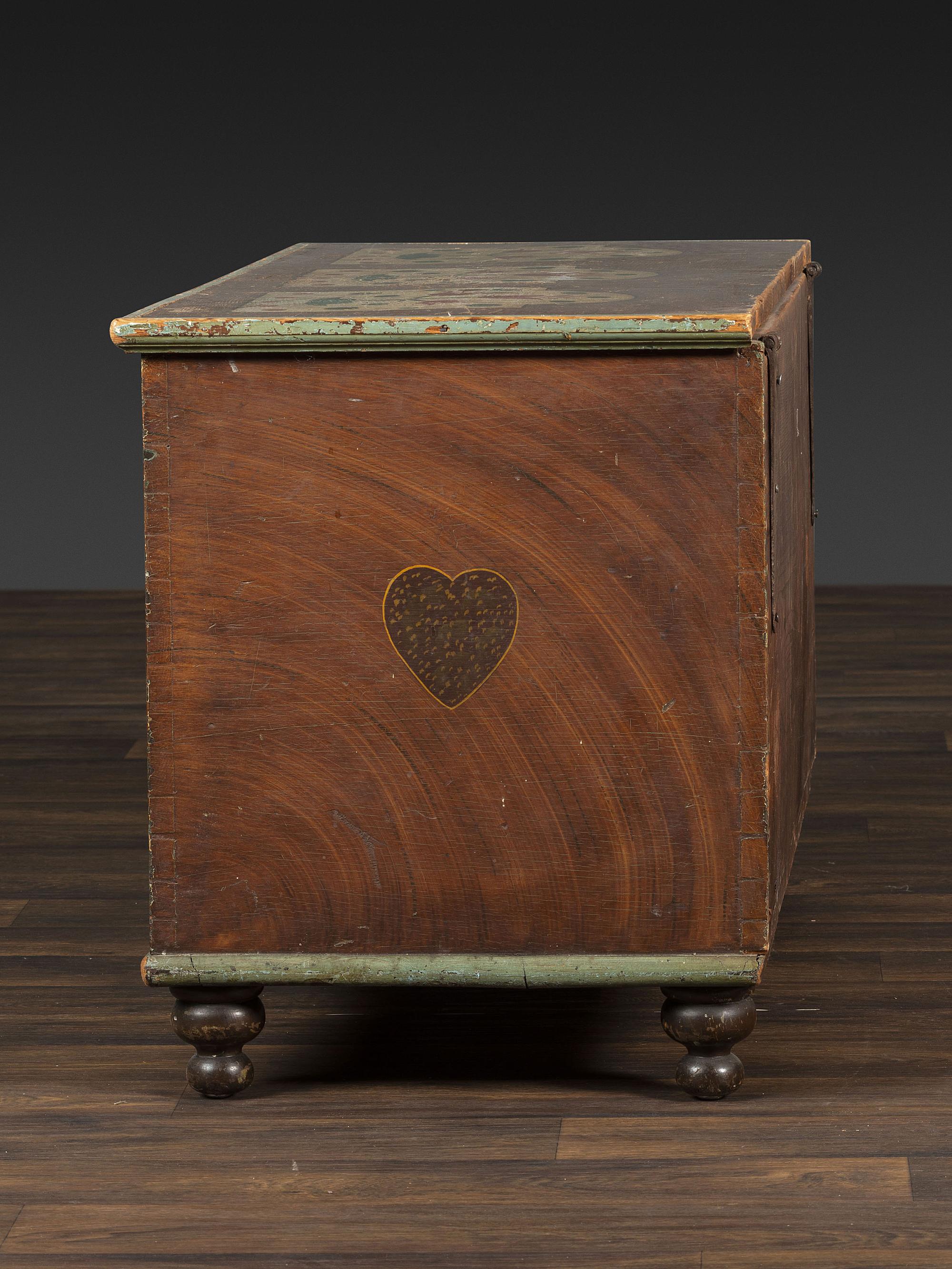 A Country Grain and Floral Painted Pine Painted Blanket Chest
