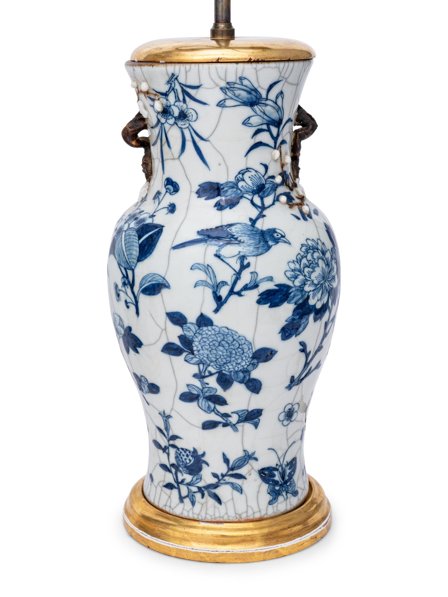 A Pair of Chinese Export Blue and White Porcelain Lamps