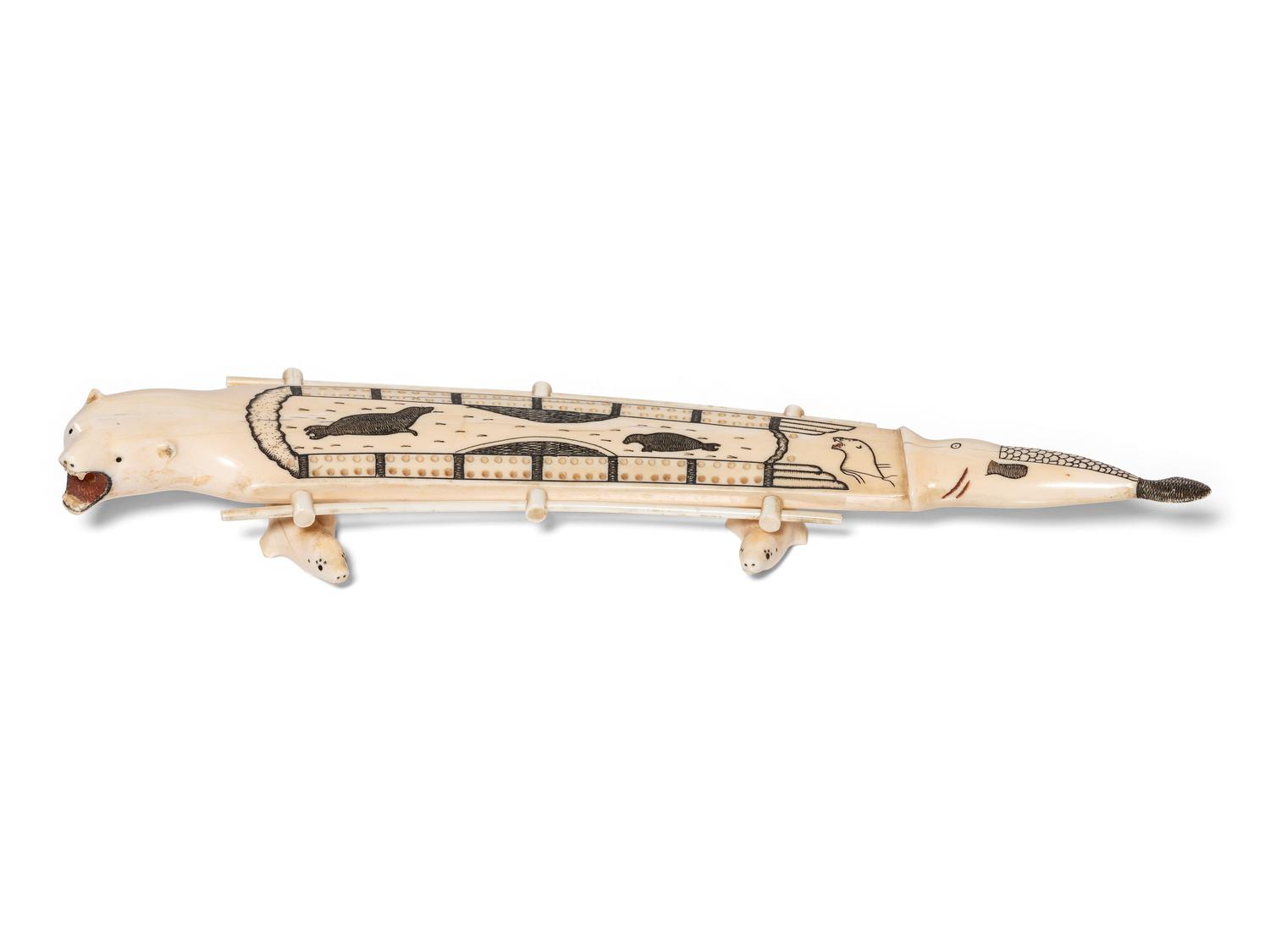 Iñupiat Carved Cribbage Board