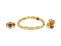 COLLECTION OF YELLOW GOLD AND MULTIGEM JEWELRY
