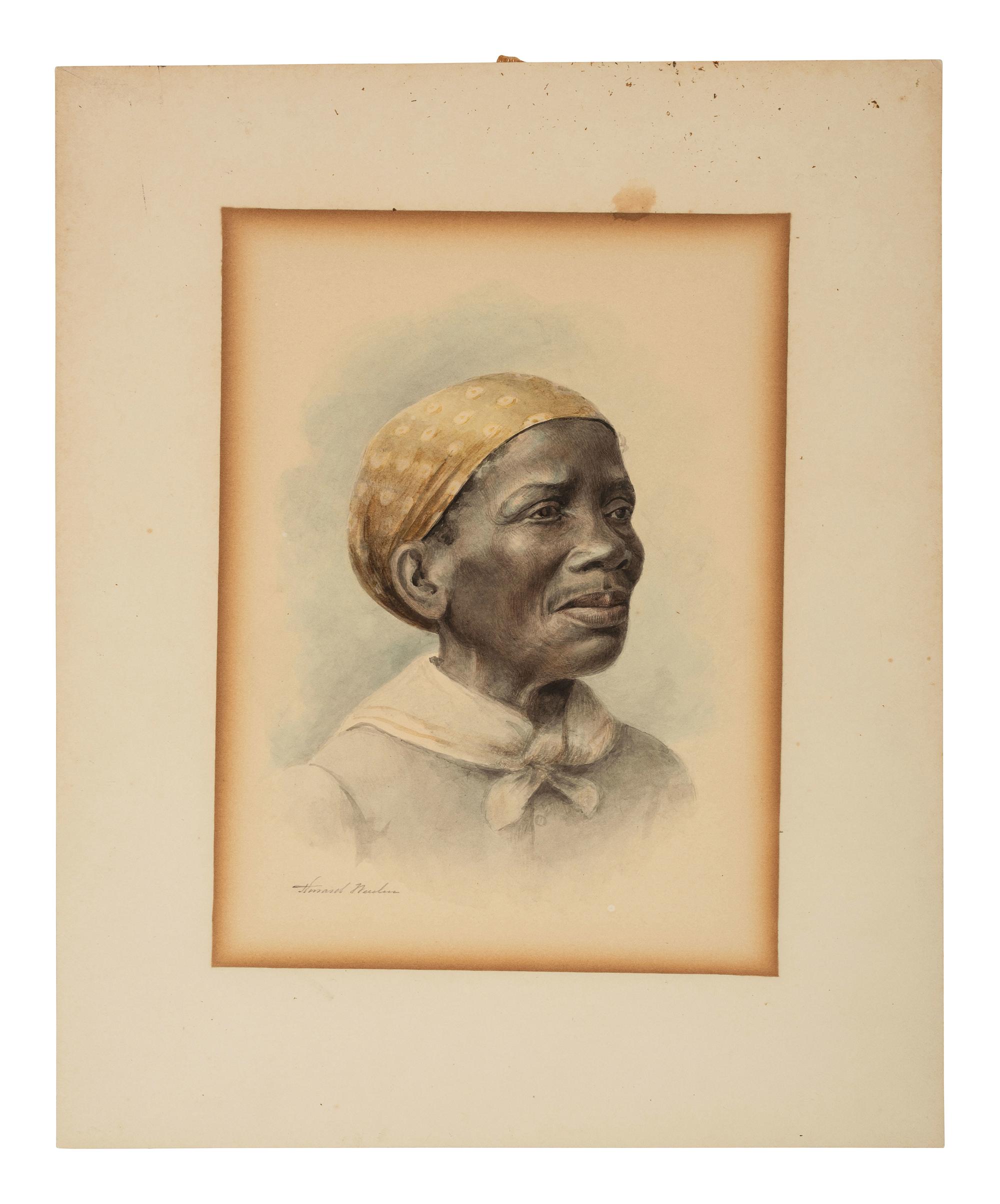[ART]. [WEEDEN, Maria Howard (1847-1905)]. Portrait of an elderly African American woman.