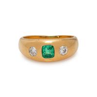 YELLOW GOLD, EMERALD AND DIAMOND RING