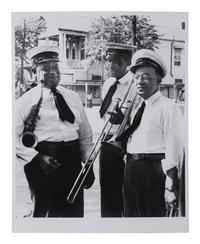 [MUSIC]. CRAWFORD, Ralston (1906-1978), photog. Eureka Brass Band...Three Musicians on Break.