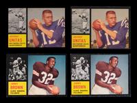 A Group of Four 1962 Topps Jim Brown and Johnny Unitas Football Cards,