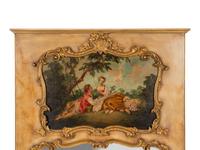 A French Painted and Parcel Gilt Trumeau Mirror