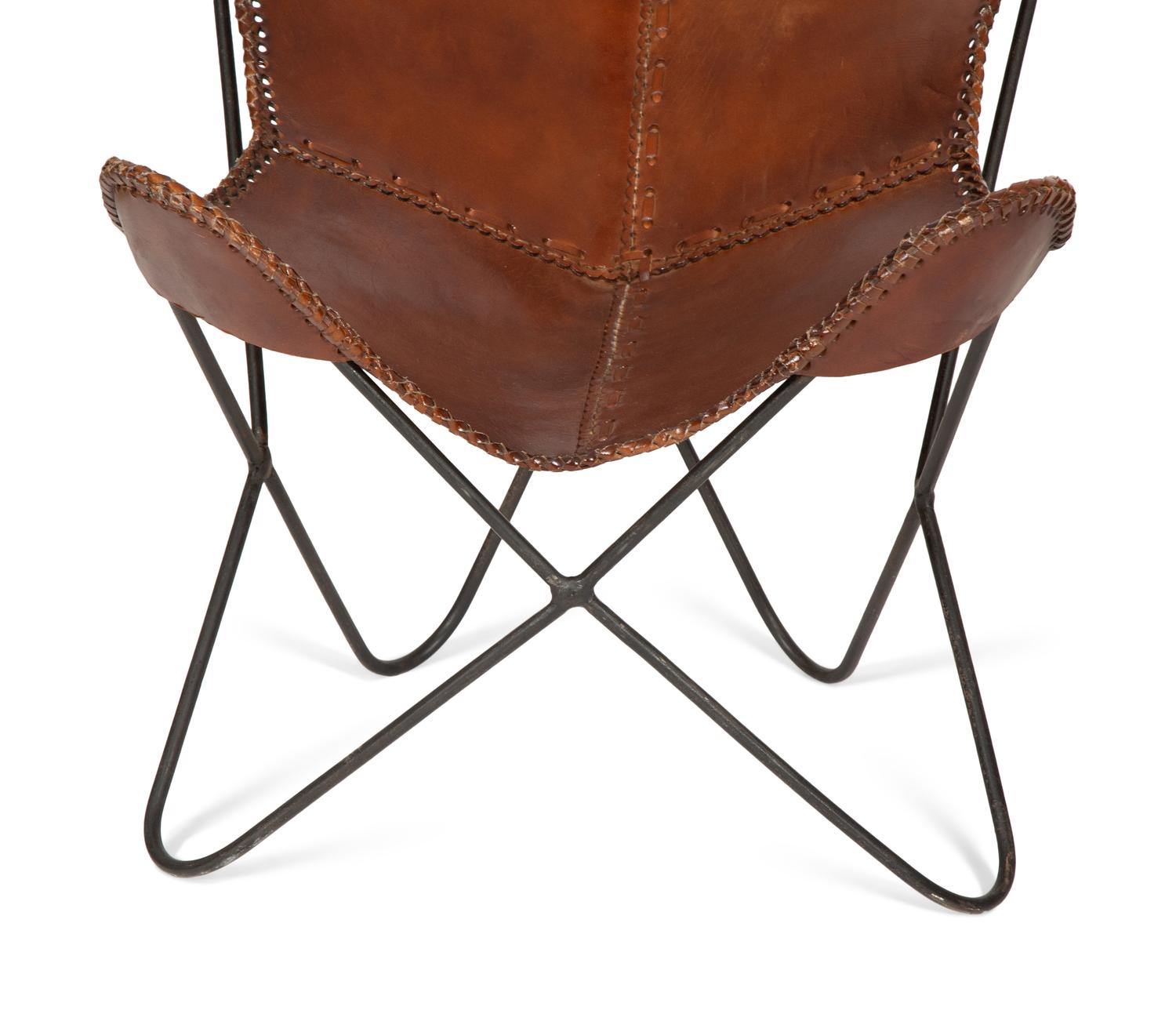 A Pair of Steel and Leather Butterfly Chairs