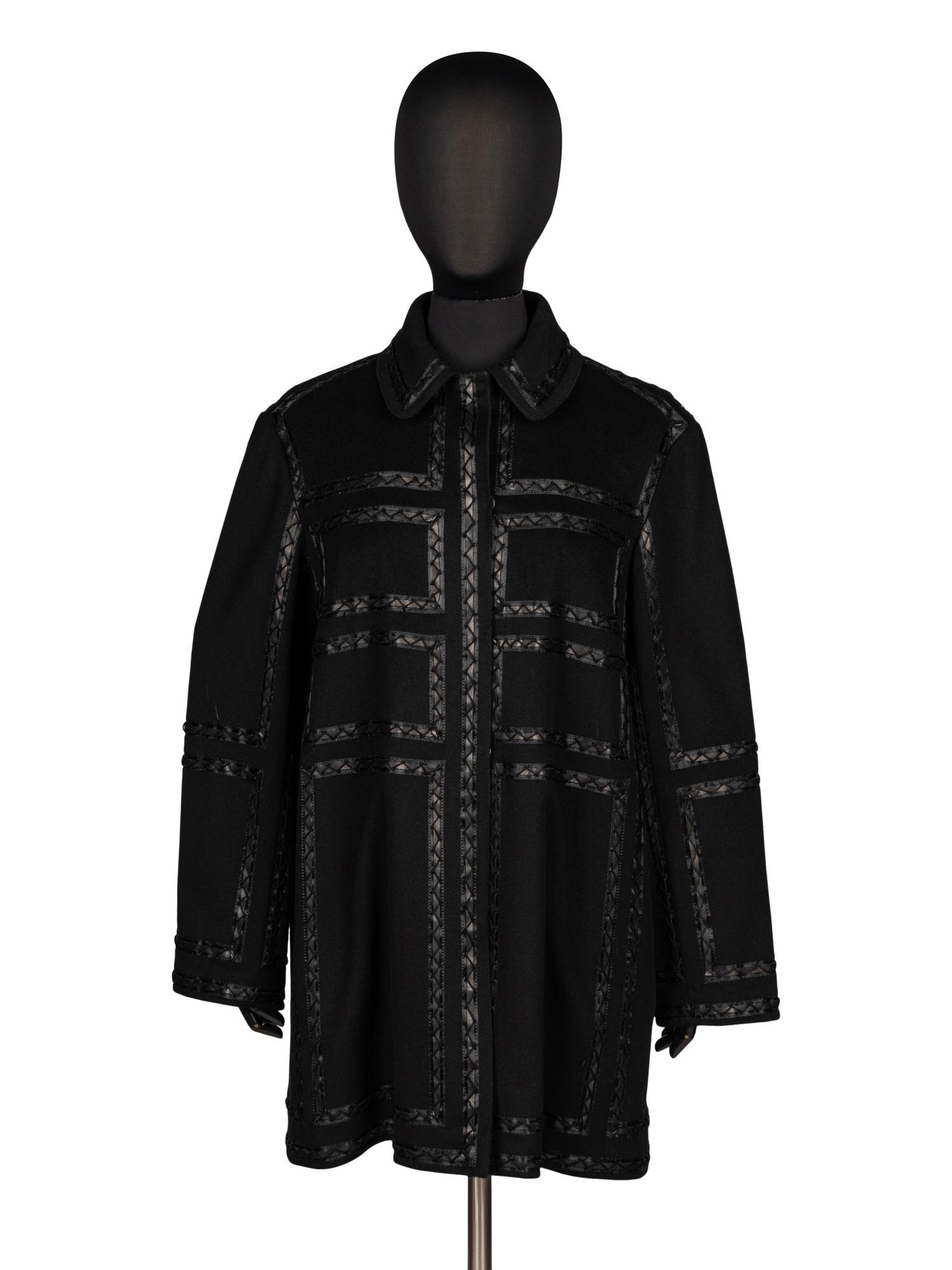 J. Mendel, Cashmere Coat with Leather & Sable Trim