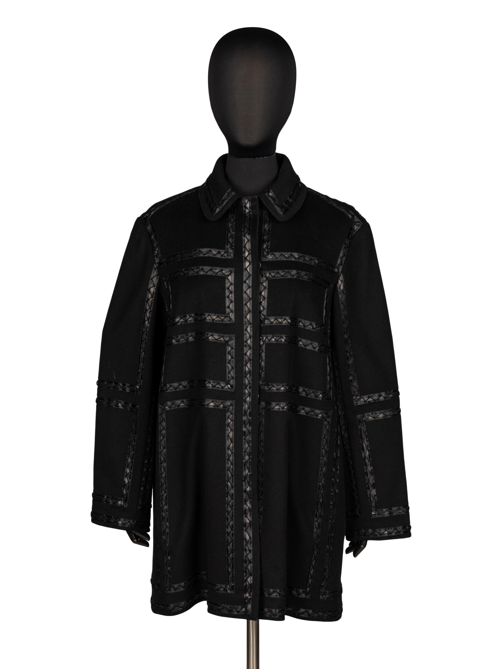 J. Mendel, Cashmere Coat with Leather & Sable Trim