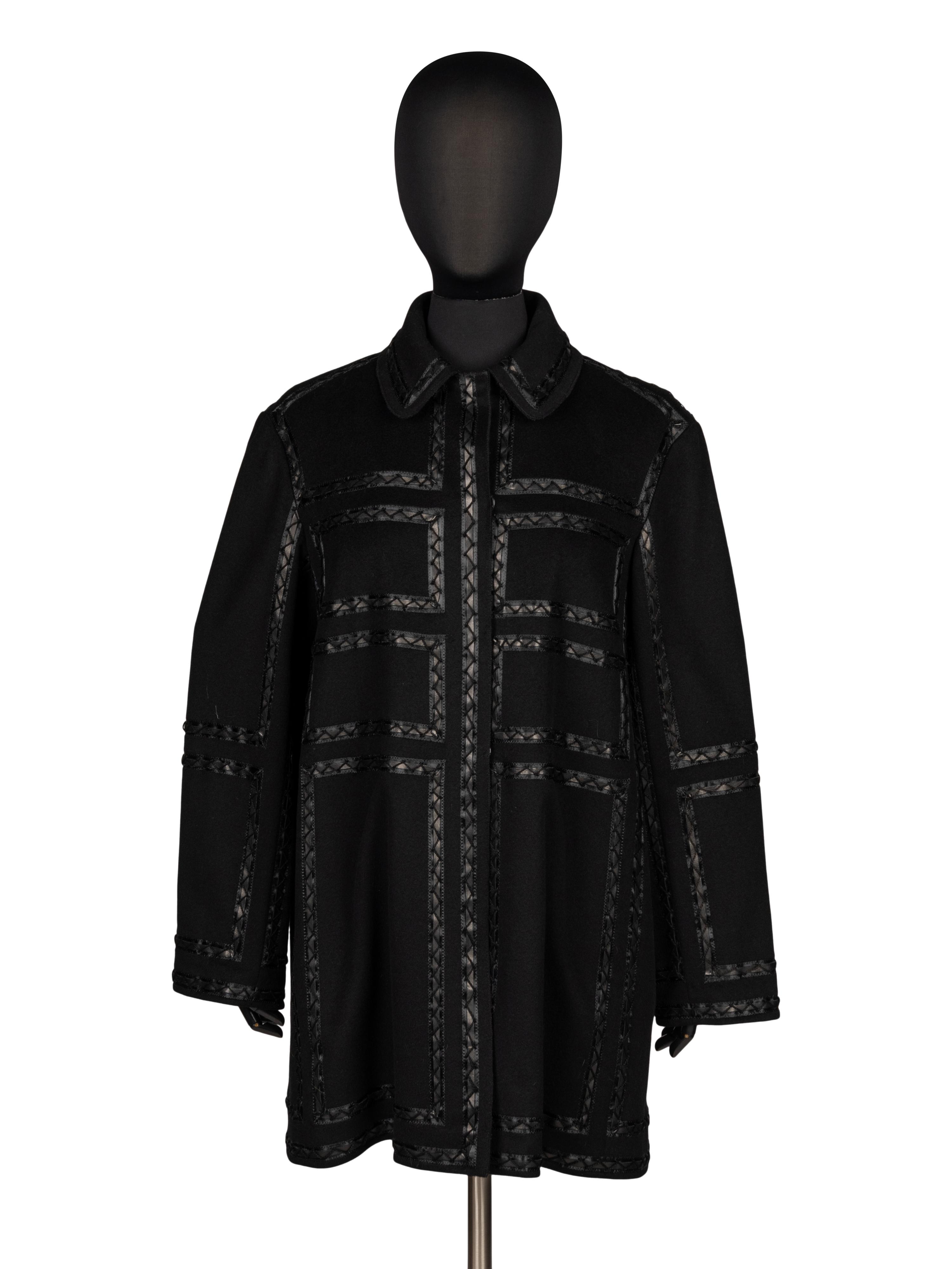 J. Mendel, Cashmere Coat with Leather & Sable Trim
