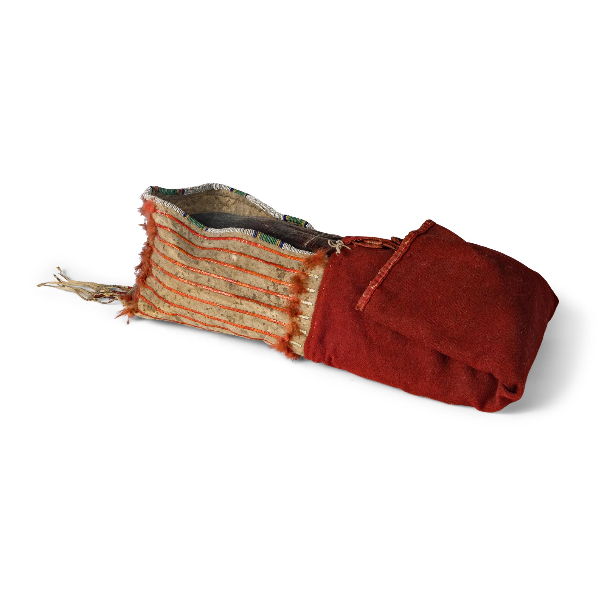 Sioux Quilled and Beaded Buffalo Hide Soft-Sided Cradle