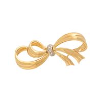 YELLOW GOLD AND DIAMOND BOW BROOCH