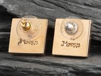 14K Gold Post Earrings, with Channel Inlay