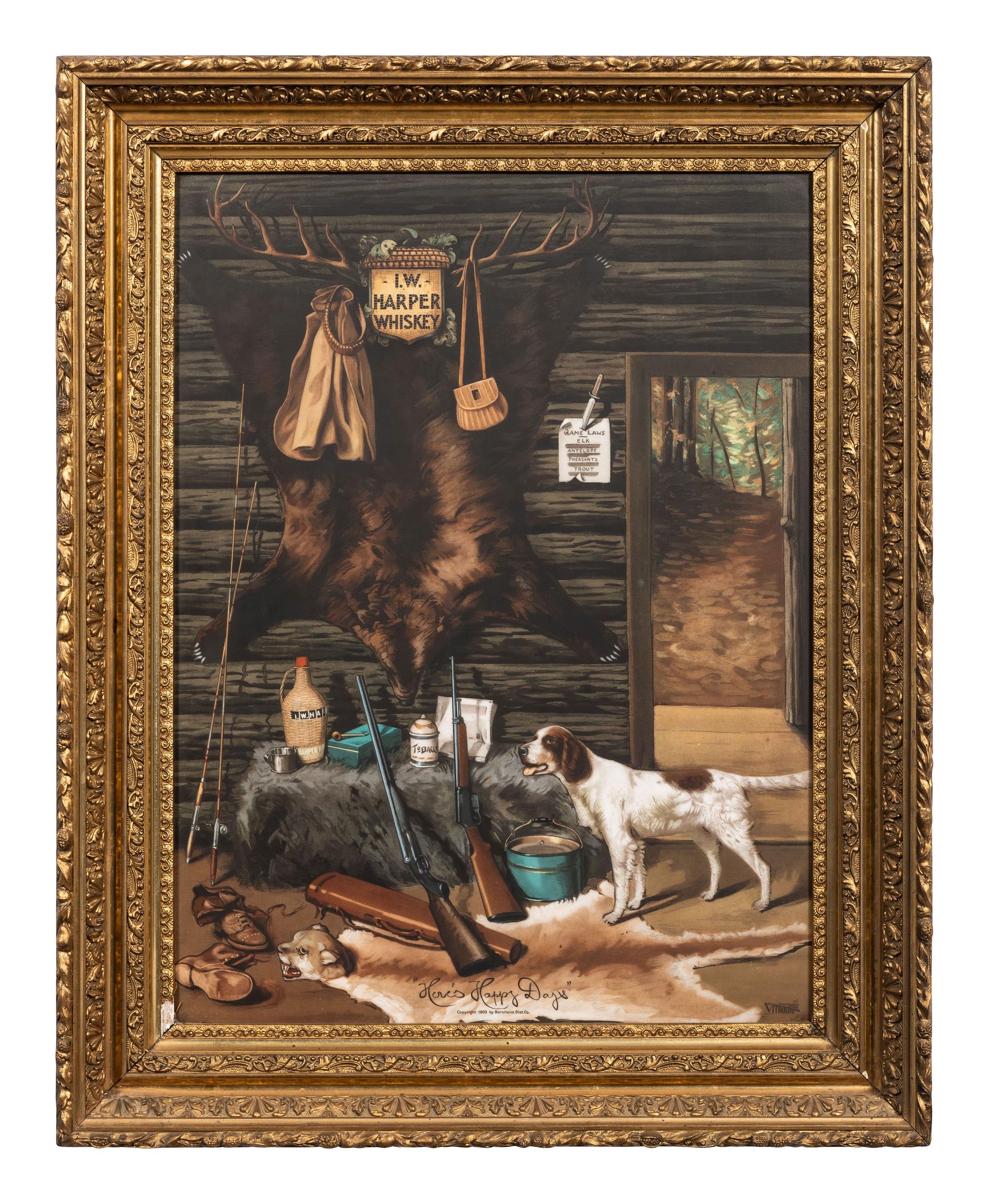 An I.W. Harper Whiskey Vitrolite Advertising Sign