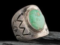 Navajo Stamped Ingot and Turquoise Ring