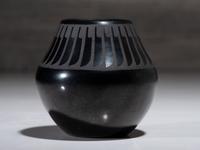 Blackware Pottery Jar, with Light Gunmetal Finish May 1969