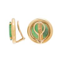 GUMP'S, JADE AND YELLOW GOLD CLIP EARRINGS