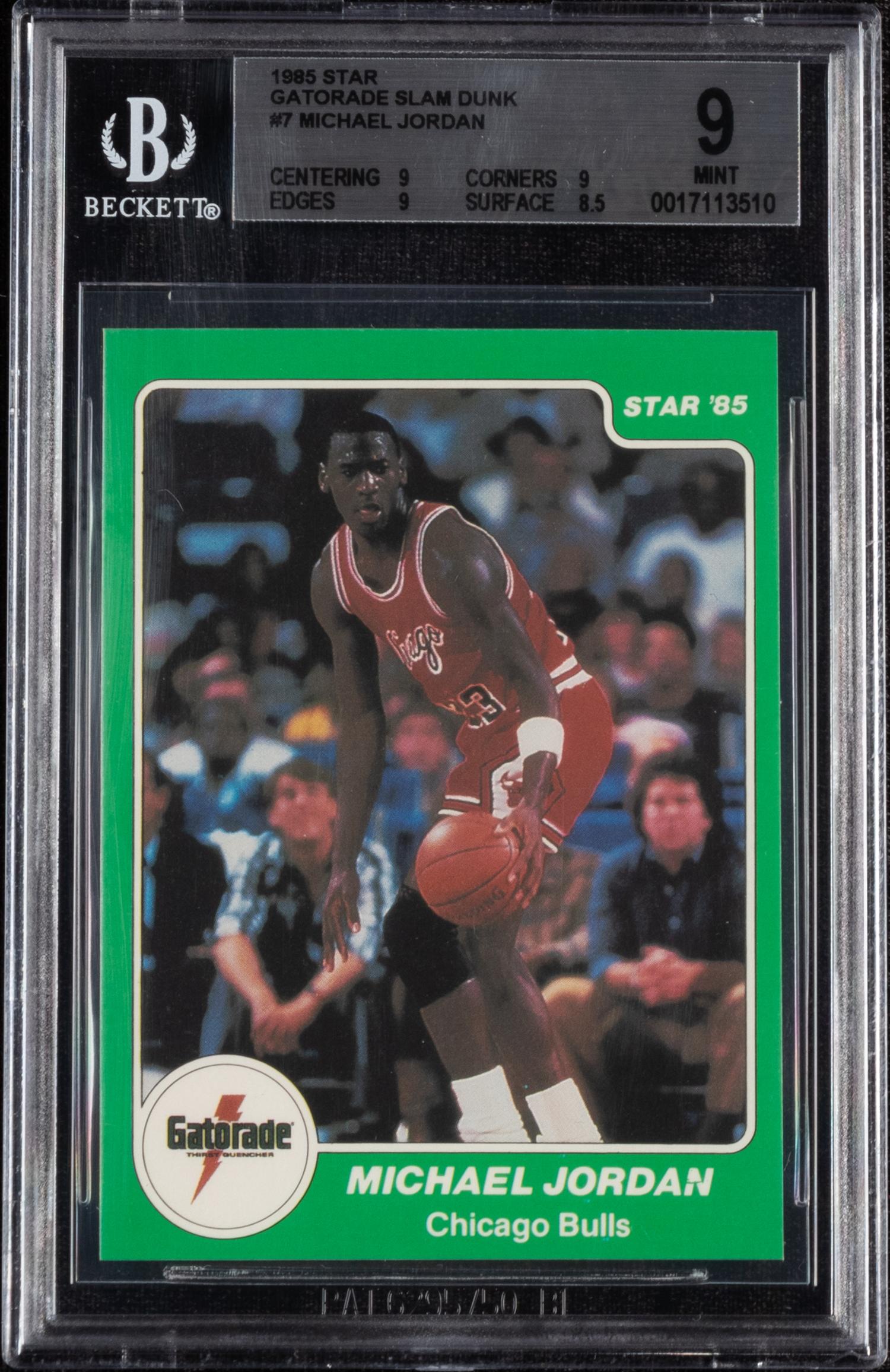 A 1985 Star Gatorade Michael Jordan Basketball Card No. 1 (BGS 9 MINT)