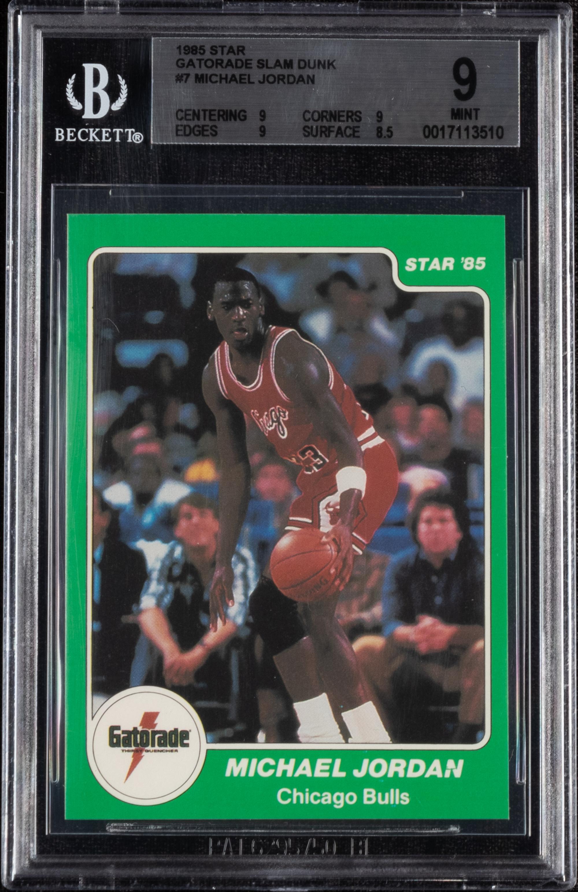 A 1985 Star Gatorade Michael Jordan Basketball Card No. 1 (BGS 9 MINT)