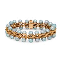 YELLOW GOLD AND CULTURED PEARL BRACELET
