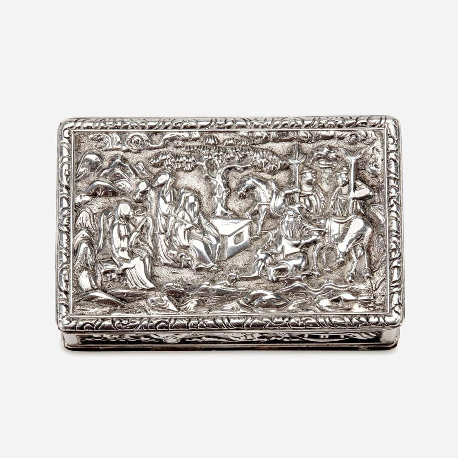 A Chinese export silver snuff box, Wongshing 中国出口银鼻烟盒 Canton, circa 1825-1840 ??? ?1825-1840?
