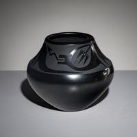Maria Martinez and Popovi Da (San Ildefonso, 1887-1980 / 1923-1971) — Blackware Pottery Jar, Gunmetal Finish August 1969
