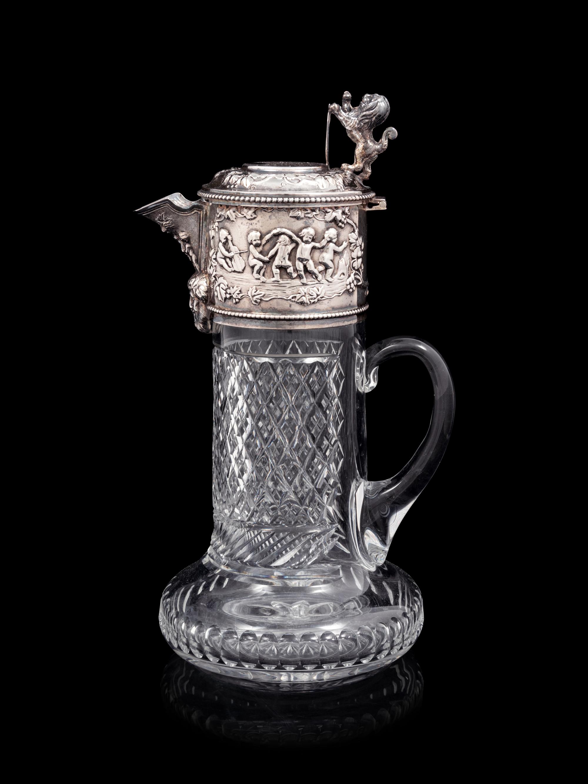 An English Silver-Plate Mounted Cut Glass Claret Jug