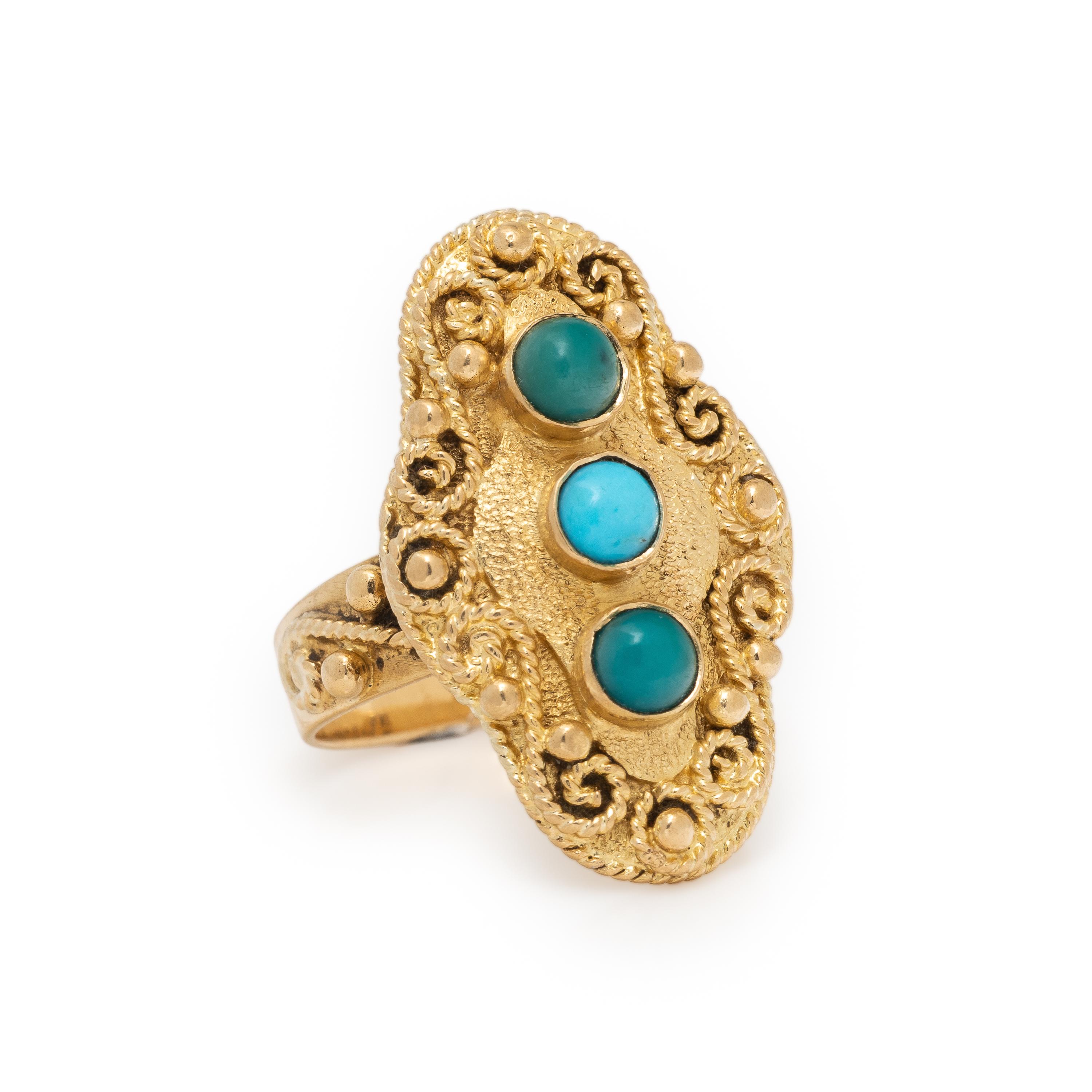 Turquoise and Yellow Gold Ring