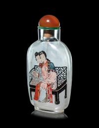 An Inside Painted Glass 'Qiao Sisters' Snuff Bottle