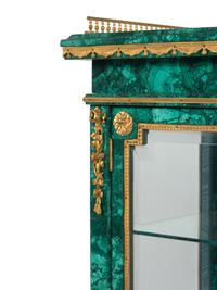 A Louis XVI Style Malachite Veneered Vitrine Cabinet