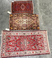 Three Persian Wool Rugs Largest 4 feet 3 inches x 2 feet 5 inches (of largest). — 20TH CENTURY