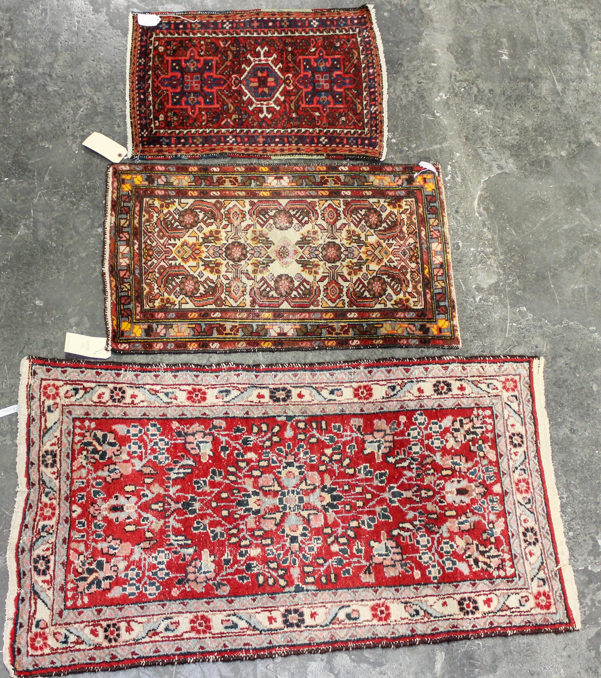 Three Persian Wool Rugs Largest 4 feet 3 inches x 2 feet 5 inches (of largest). — 20TH CENTURY