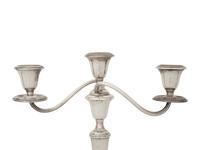 A Pair of American Silver Candlesticks and an American Silver Three Light Candelabrum